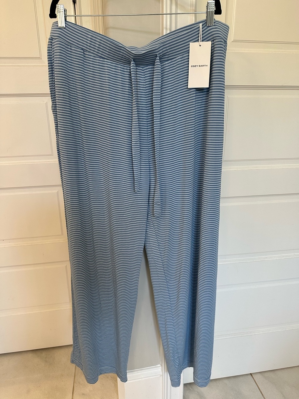 NEW Cozy Earth Womens XXL Bamboo Stretch Knit Pant Sailor Mini Stripe Loungewear